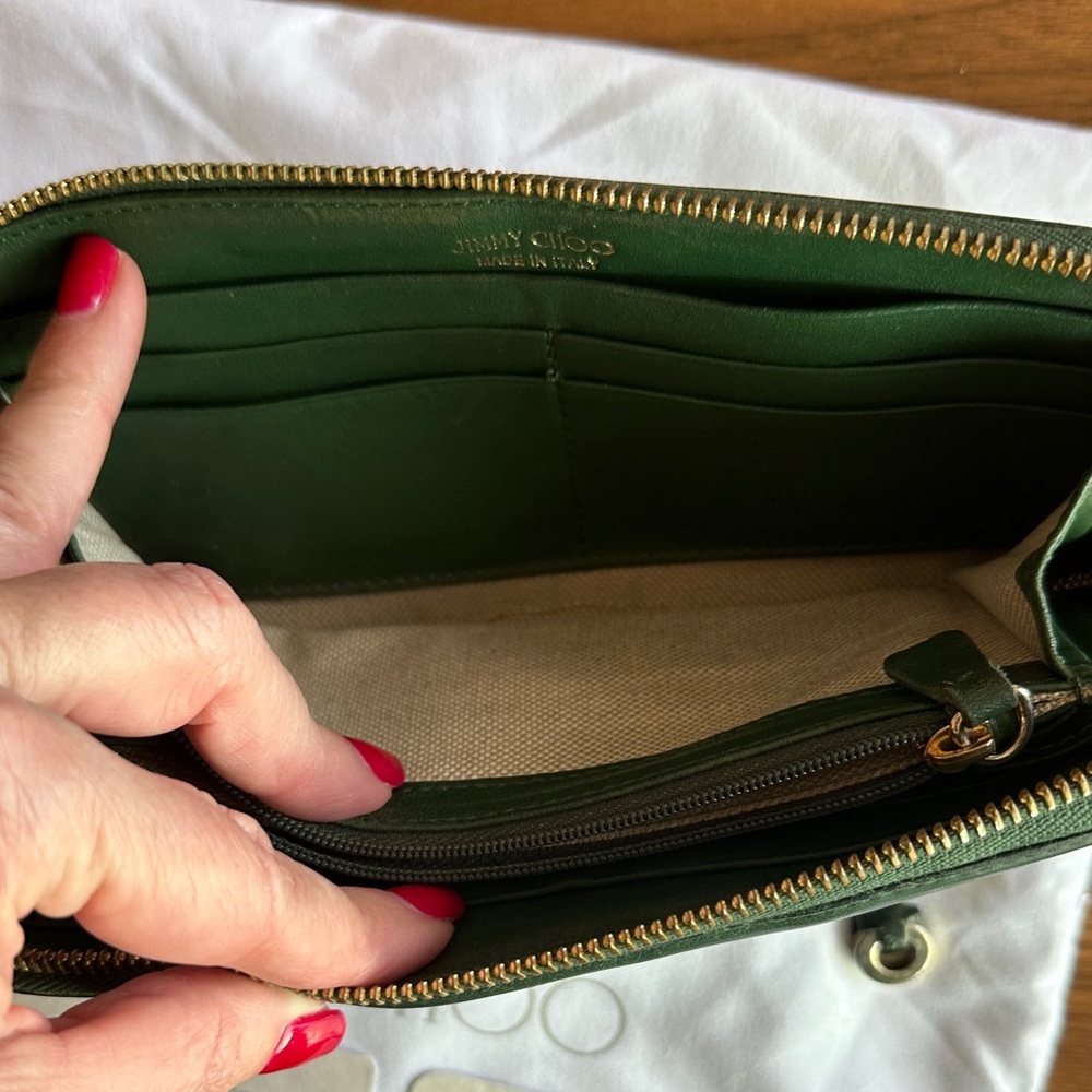 Jimmy Choo Forest Green Wallet with Star Studs - Picture 4 of 9